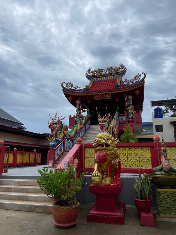 Chinese temple documented in Karon, Thailand with ornate details