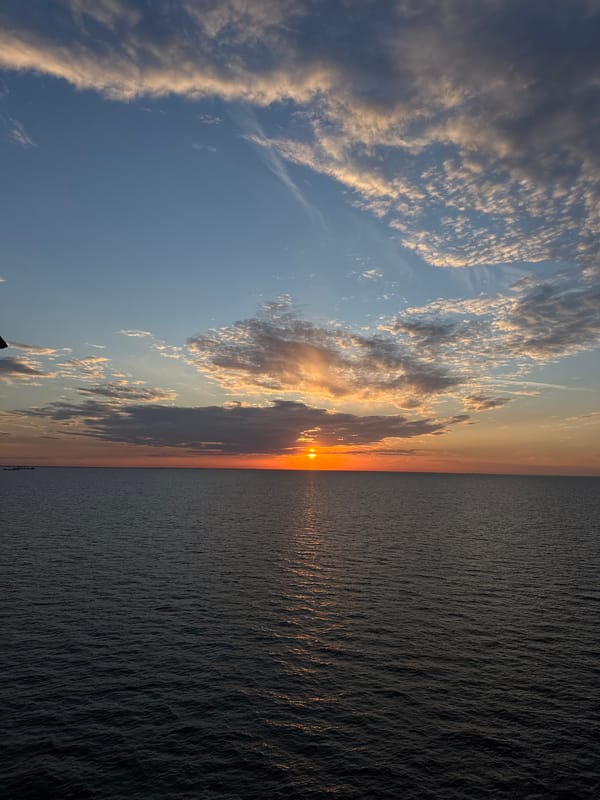 Sunset captured from offshore oil rig in Italian waters