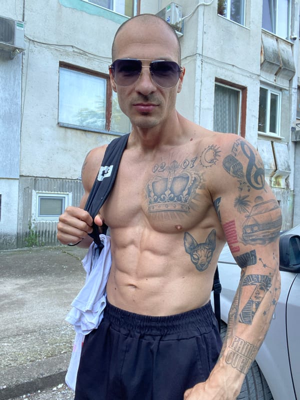 Tattooed man documented in early morning activities in Pleven