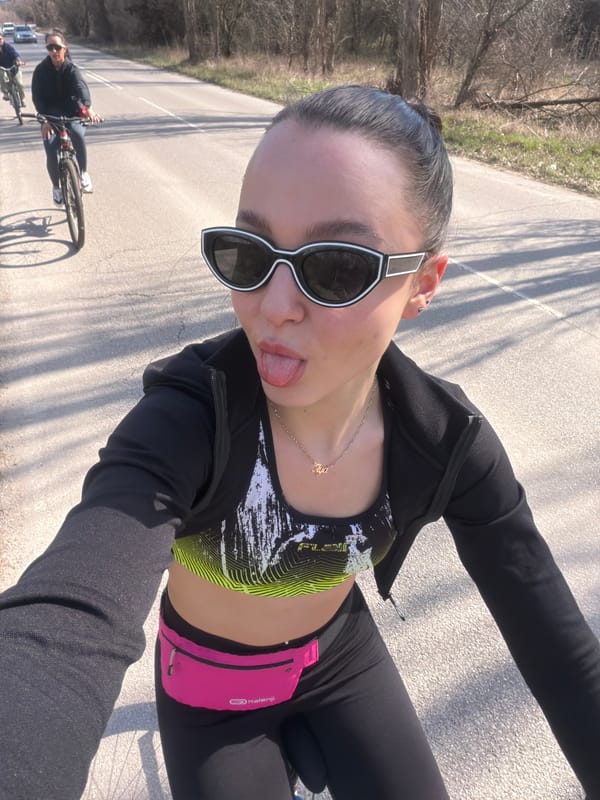 Cyclist spotted on tree-lined path near Pernik, Bulgaria