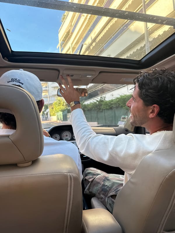 Two people spotted in open-roof car in Cannes