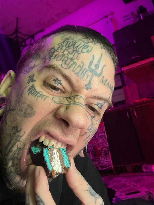 Bite-sized chocolate meets heavily tattooed face in Buenos Aires