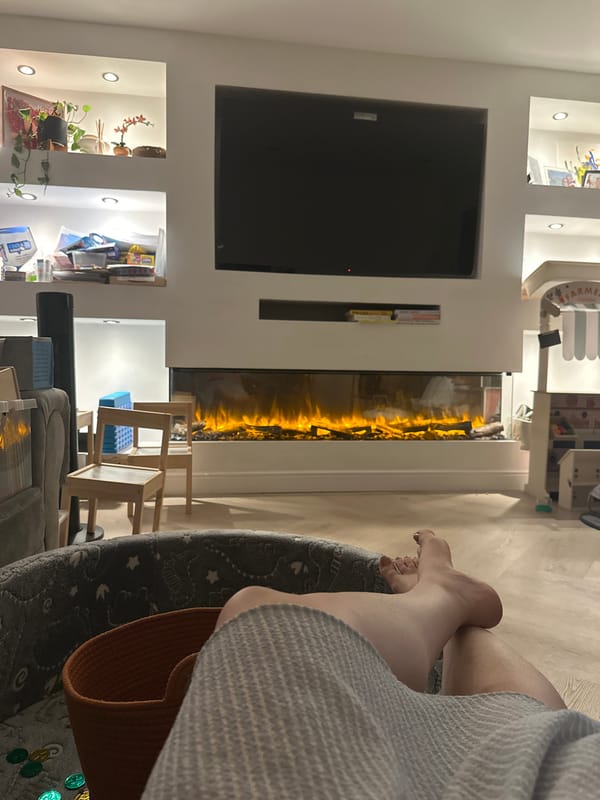 Cozy night in with burgers and a glowing fireplace in Leeds