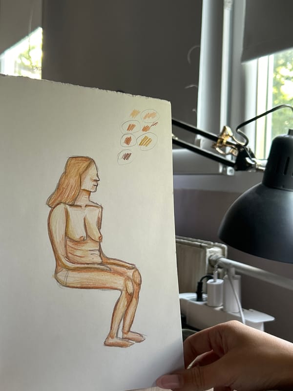 Artist documents figure drawing session in Sofia studio
