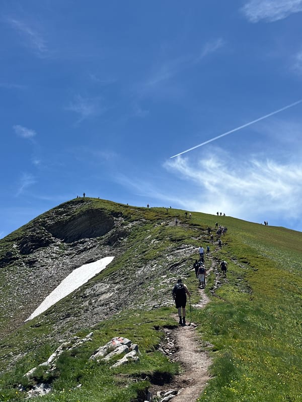 Mountain hiking group traverses ridges in Kelmend Albania