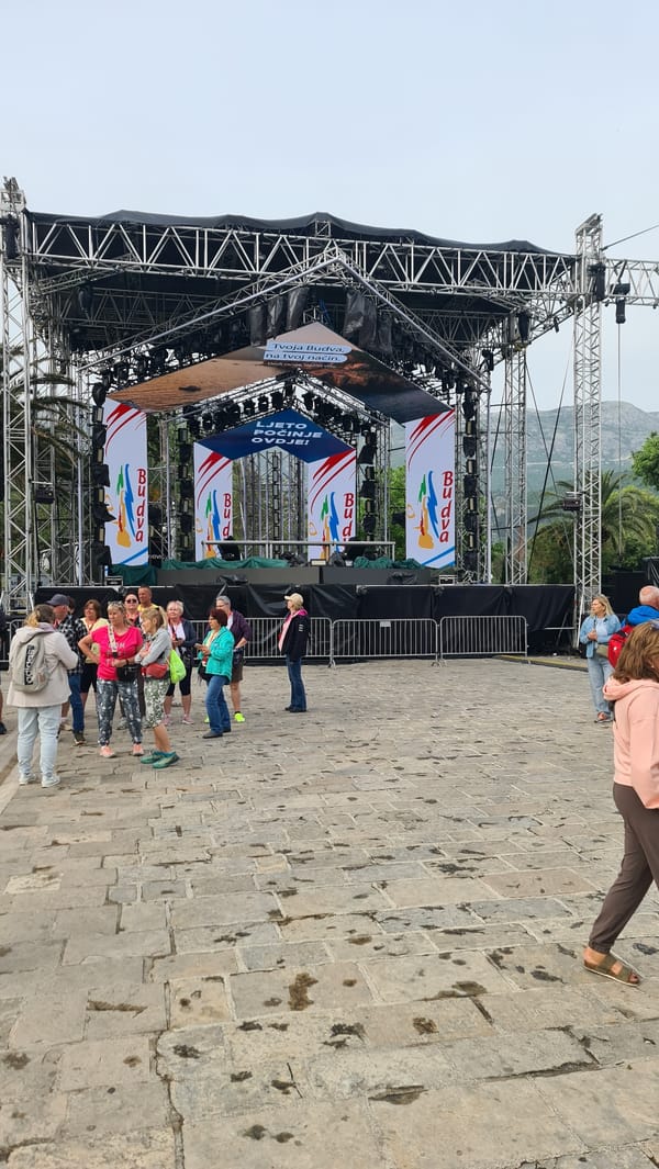 Daily life and event setup documented in Budva, Montenegro