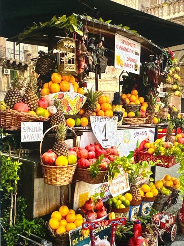 Southern Italian streets, ceramics, pastries, and grand interiors