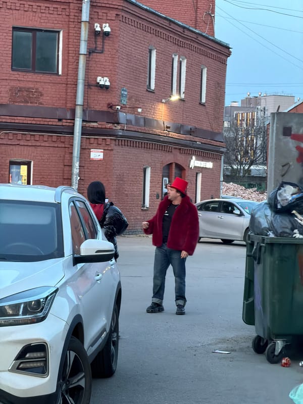 Street scene documented in Saint Petersburg alleyway