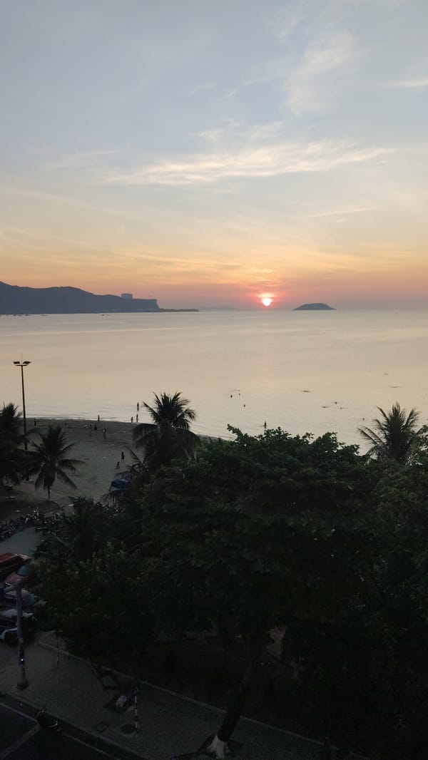 Sunrise observed over Nha Trang Bay from Bac Nha Trang Ward
