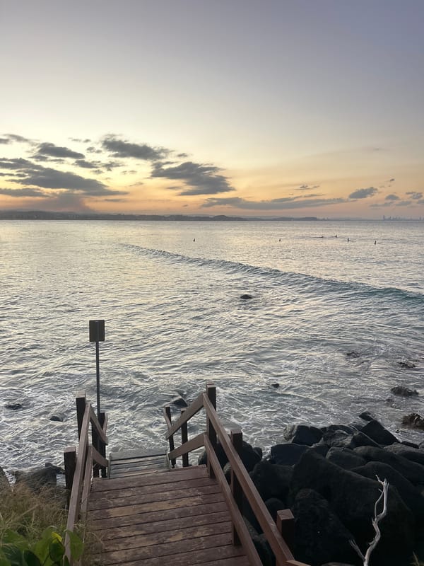 Dawn coastal viewing captured at Coolangatta beach stairs