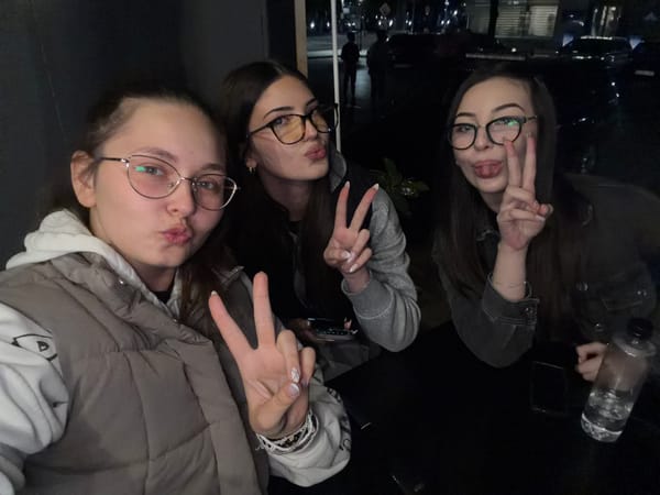 Young women pose for photos during evening out in Montana, Bulgaria