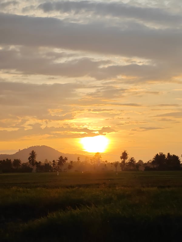 Sunset and rural scenes captured in Meunasahalue, Indonesia