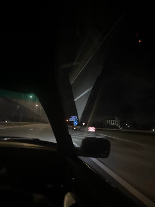 Night highway drive captured near Aksakovo, Bulgaria