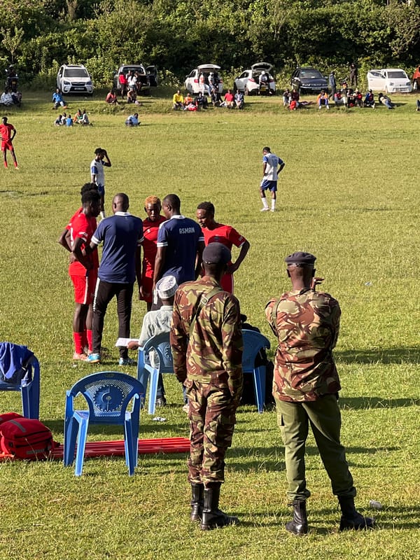 Soccer match with military presence in Kahigaini, Kenya