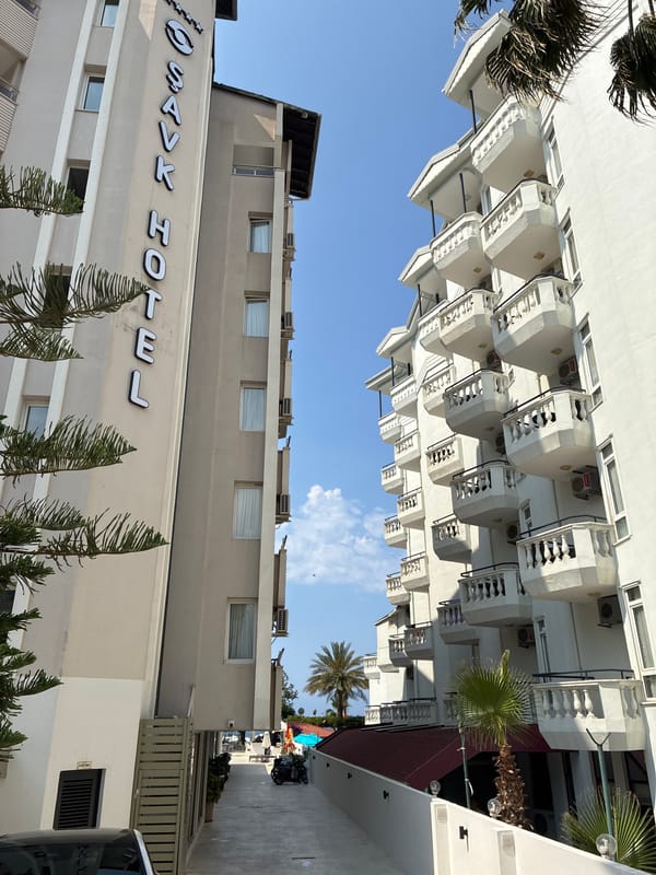 Tourist captures morning scenes around Alanya beachfront hotels and facilities