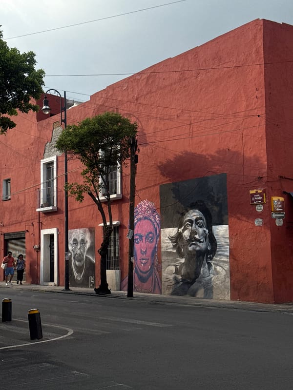Evening scenes documented across Puebla featuring murals and locals