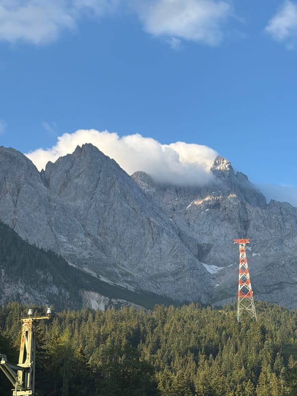 Zugspitze cable car and alpine terrain, Grainau