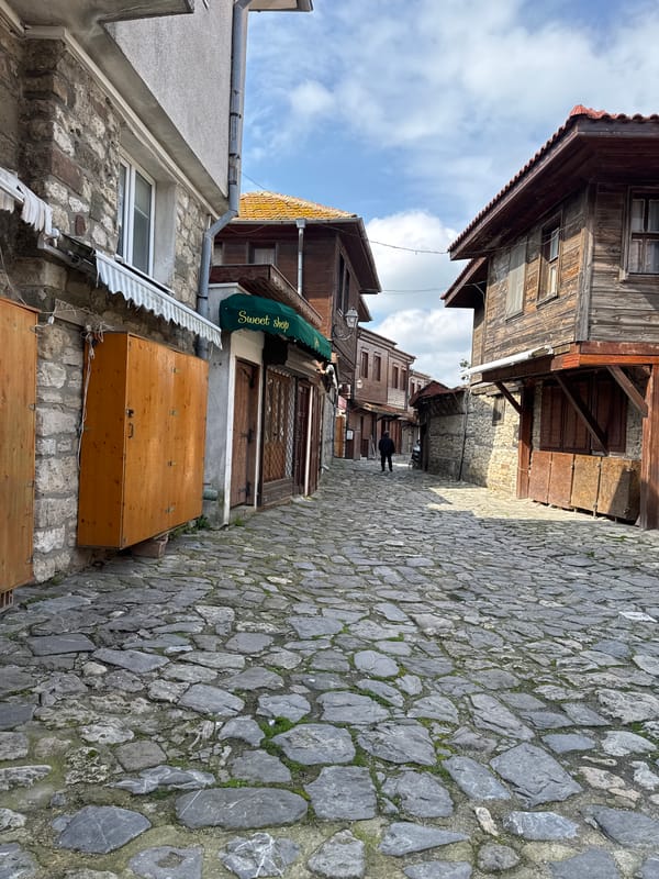 Tourist documents hour-long walk through historic Nesebar, Bulgaria
