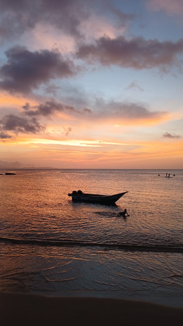 Sunset beach scenes with paddleboarders captured in Juan Griego