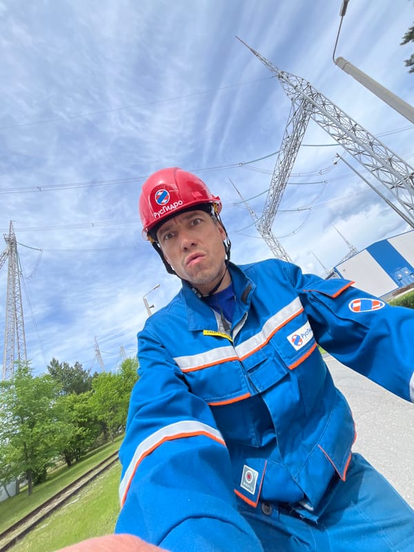 Industrial worker takes selfie at Chaikovsky facility
