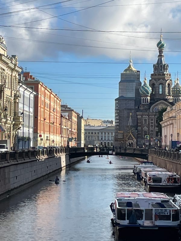 Saint Petersburg's canal district on a clear summer morning