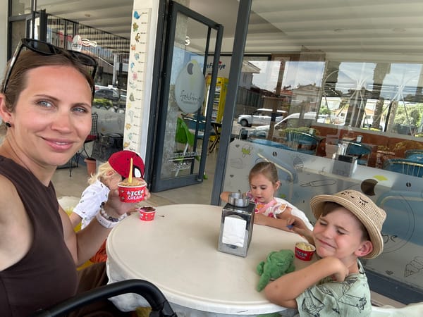 Family enjoys ice cream outing in Fethiye, Turkey