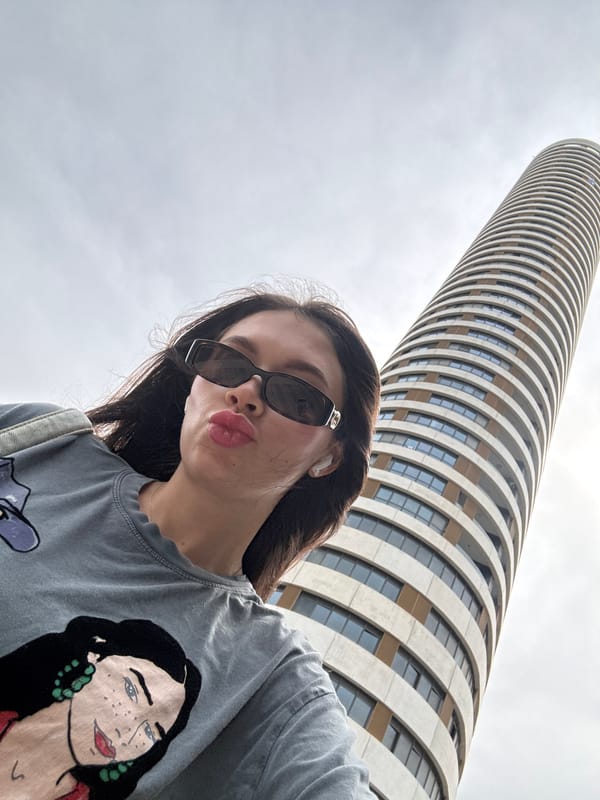 Woman takes selfie in Givatayim, Israel