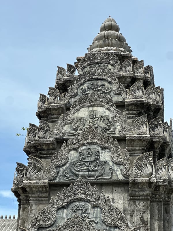 Ornate carved stone temple structure in Ko Pha-ngan, Thailand