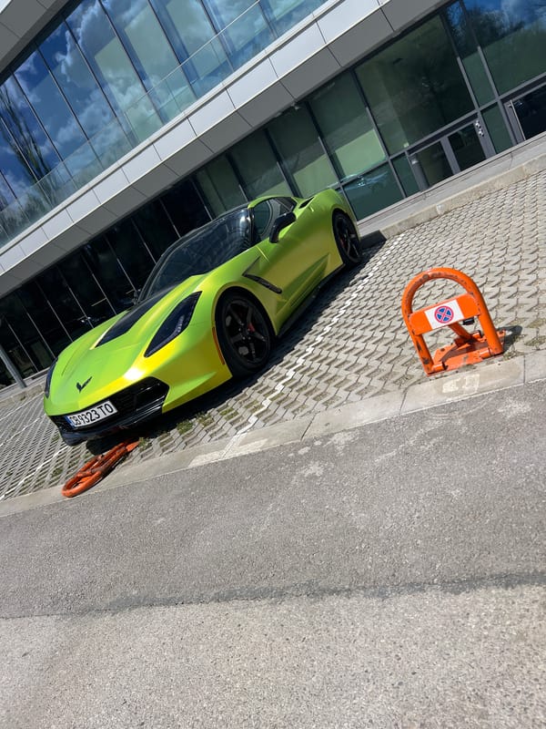 Green Corvette spotted parked in central Sofia