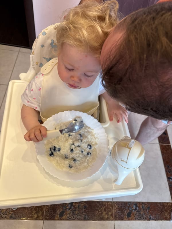 Family breakfast moment captured in Vladimir, Russia home