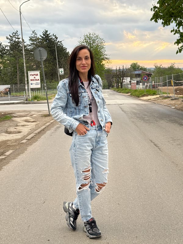 Woman spotted on Pleven street amid dramatic dawn clouds