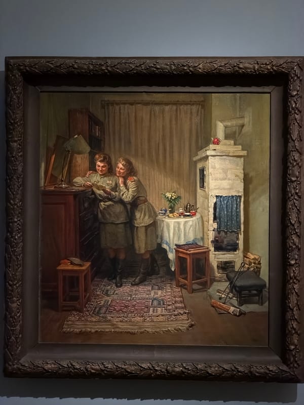 Two paintings observed in Moscow gallery or exhibition