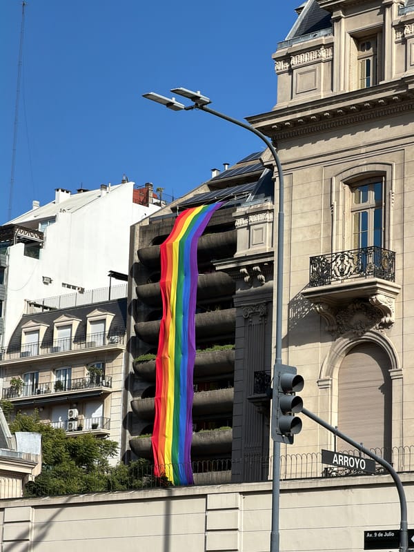 Pride flag, luxury car spotted on Buenos Aires intersection