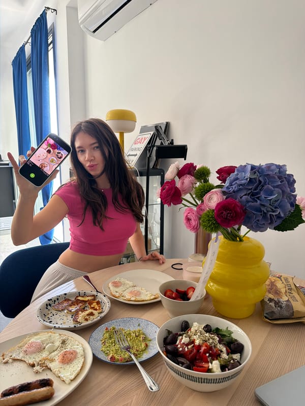 Woman documents Mediterranean breakfast spread in Larnaca Cyprus