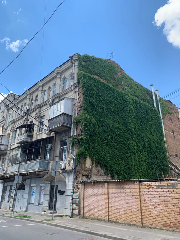 Contrasting architectural styles on a Rostov-on-Don street