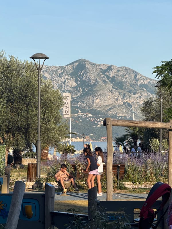 Family documents afternoon outing in coastal Budva Montenegro