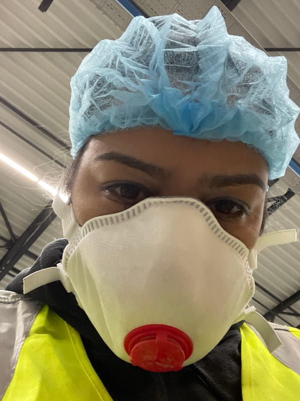 Industrial workers in protective gear observed in Kampen