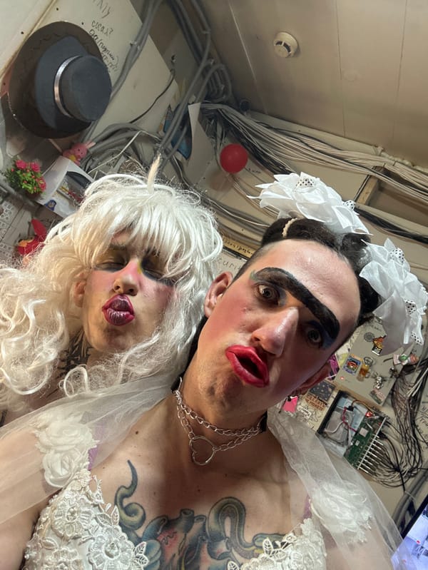 Drag performers prepare backstage in Saratov, Russia