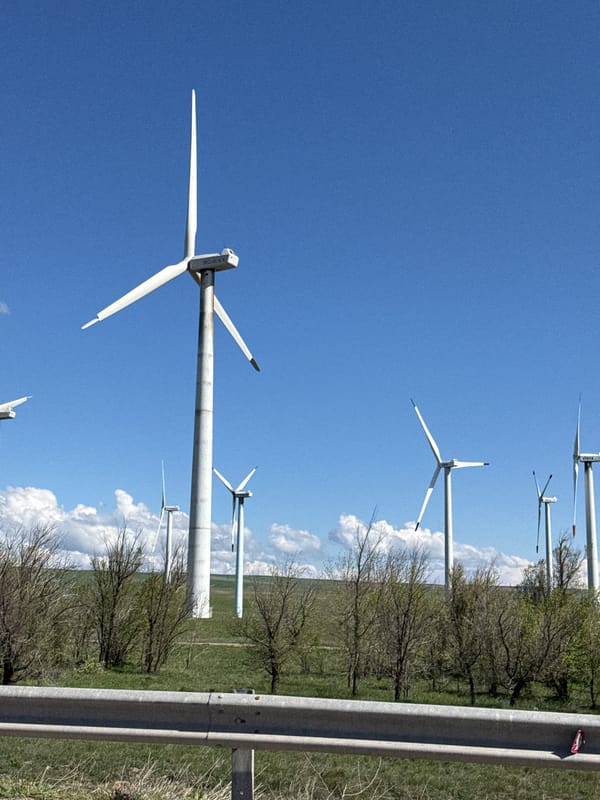 Wind farm documented in Kurday, Kazakhstan under clear skies