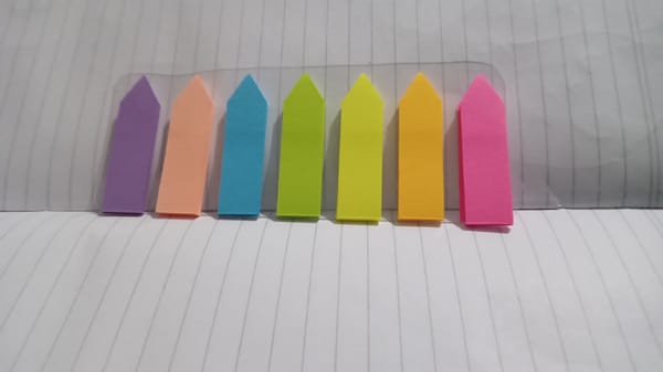Colorful sticky note arrangement documented in Lhokseumawe, Indonesia