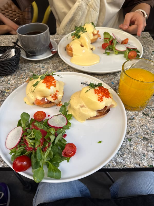 Chocolate pastry brunch documented at Budapest cafe