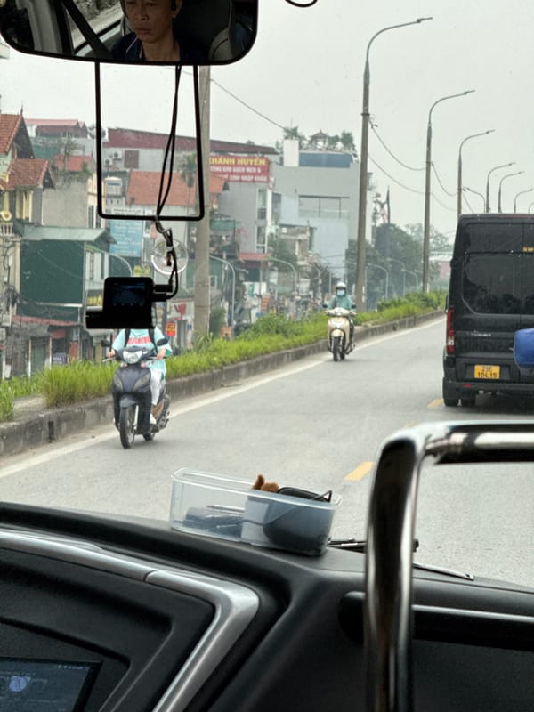 Contrasting urban traffic and green landscapes captured in Hà Nội