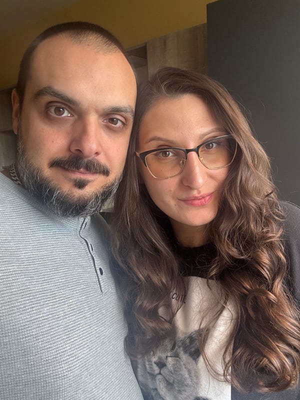 Two people photographed in close-up shot in Sofia
