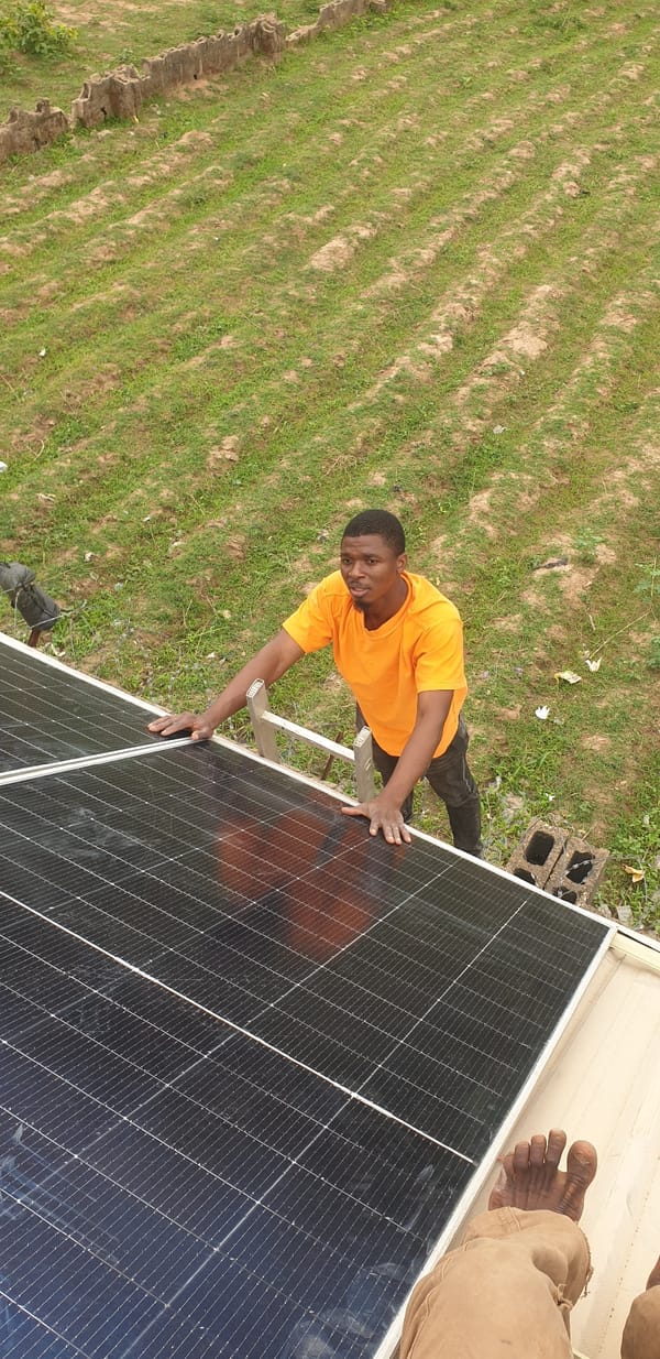 Solar panel installation underway in Rido, Nigeria