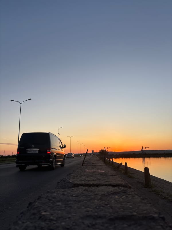 Sunset evening along the Kama River in Chaikovsky