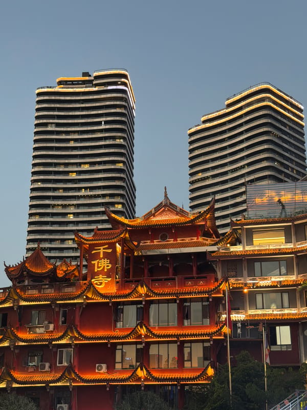 Nan'an District waterfront at dusk and night, Chongqing