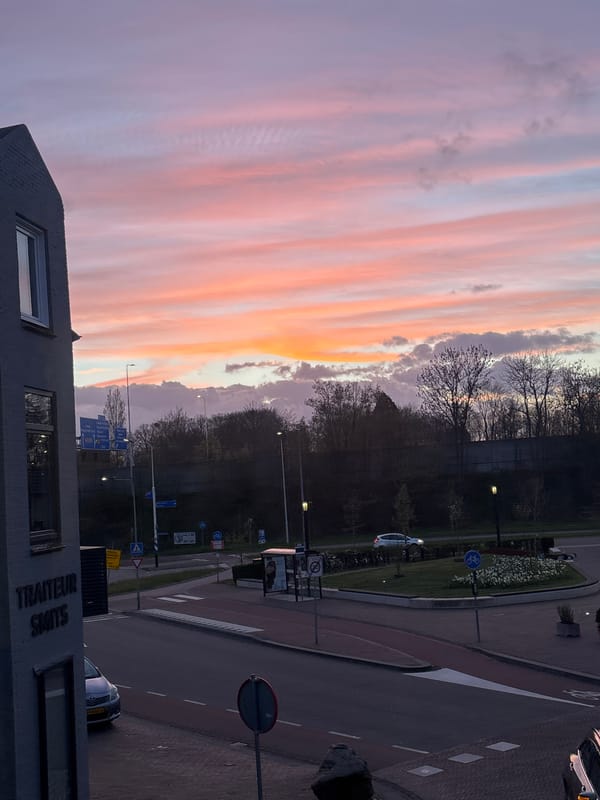 Colorful dusk sky photographed over Rothem, Netherlands