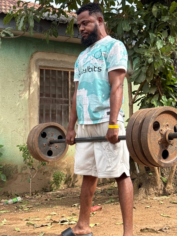 Outdoor gym session underway at a makeshift setup in Akwanga