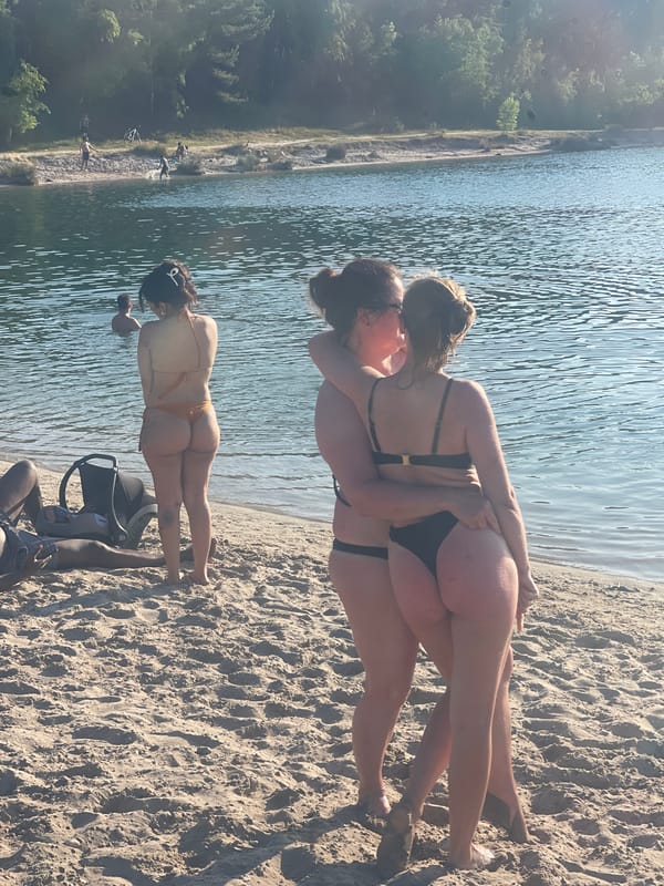 Sunny beach day: swimming, lounging, and cold beers