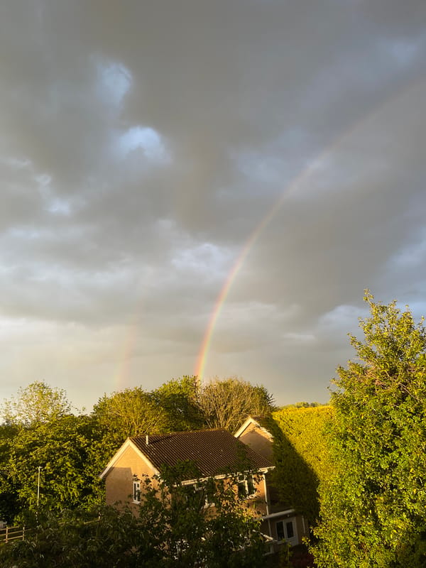 Double rainbow captured over Maidstone residential areas